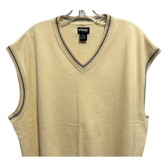 PING Collection Mens Yellow Pima Cotton V-Neck Golf Vest Sz XXL Classic & Preppy - Picture 2 of 5